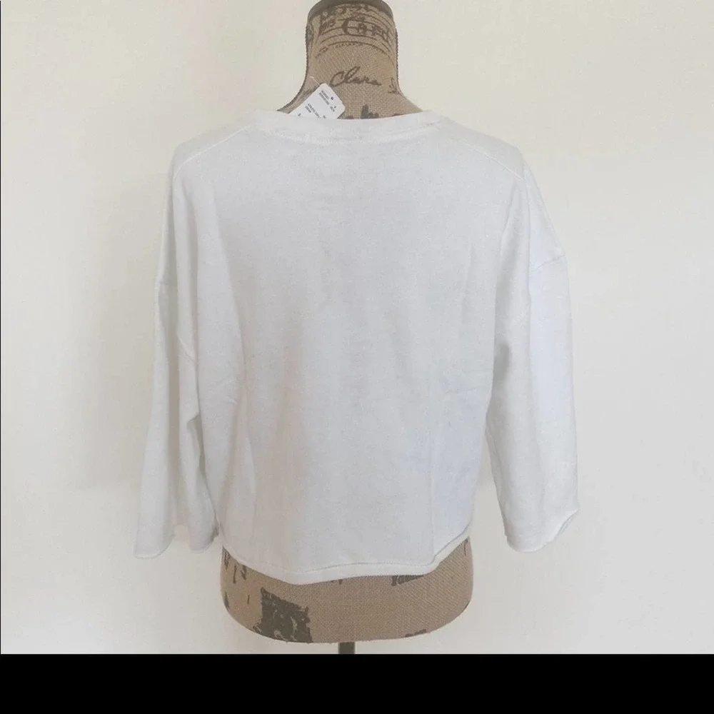NWT Forever 21 Long Sleeve Cotton Cropped Sweatshirt - Picture 2 of 7